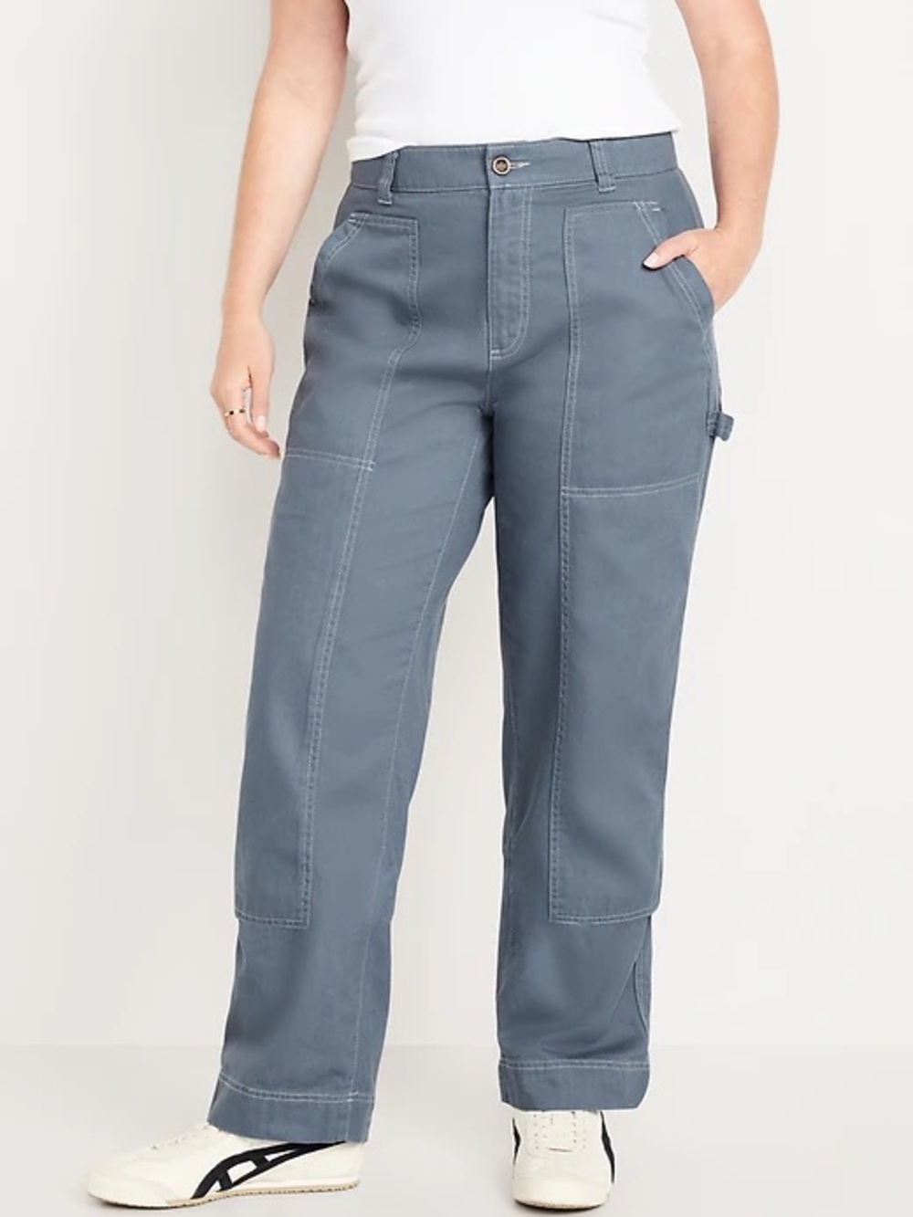 Old Navy High-Waisted Utility Pants Blue 10 NEW